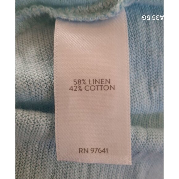 J. Jill Womens Light Blue Long-Sleeve Button Henley Top Relaxed Fit Linen-Cotton - Picture 4 of 6